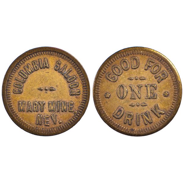 Columbia Saloon, Mary Mine, Nevada Trade Token
