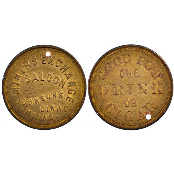 Miners Exchange Saloon, Johnson & Cirac, Midas, Nevada Trade Token