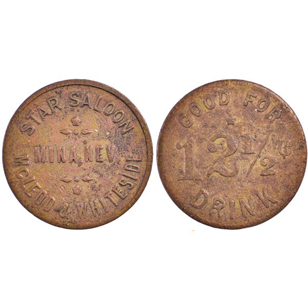 Star Saloon, McLeod & Whiteside, Mina, Nevada Trade Token