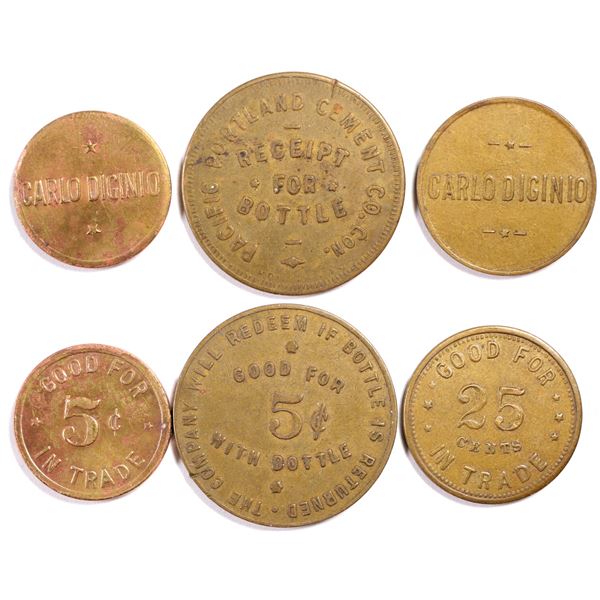 Pacific Portland Cement Plus Carl Diginio, Mound House, Nevada Trade Tokens