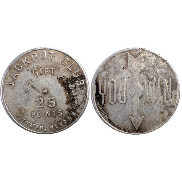 Jackpot Club, Pittman, Nevada Trade Token