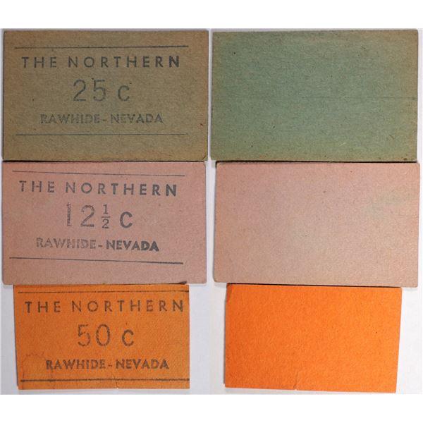 The Northern, Rawhide, Nevada Trade Tokens (Three Denominations)