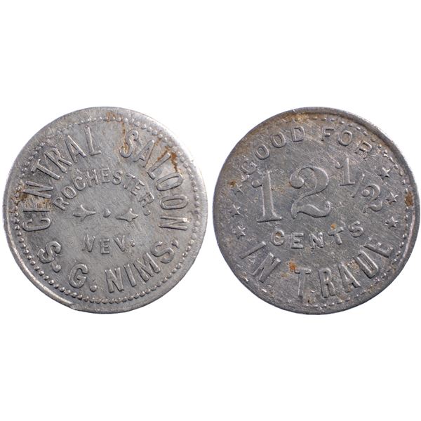 Central Saloon, SG Nims, Rochester, Nevada Trade Token