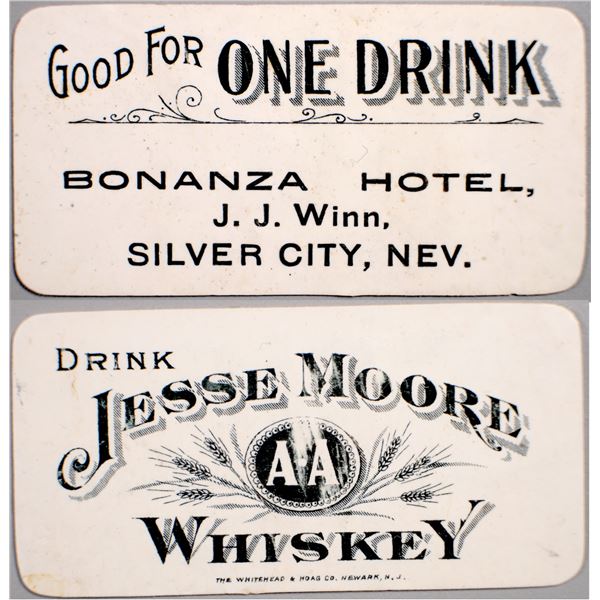 Bonanza Hotel, JJ Winn, Silver City, Nevada Trade Token