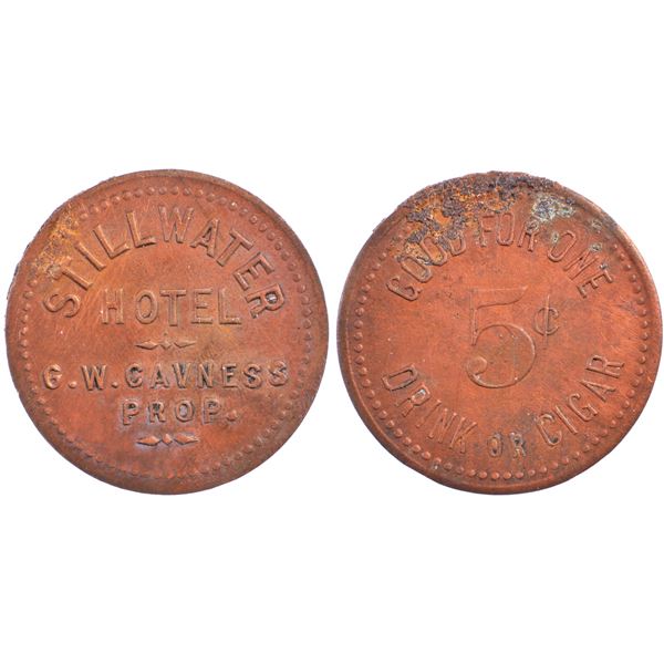 Stillwater Hotel, G.W. Cavness, Stillwater, Nevada Trade Token