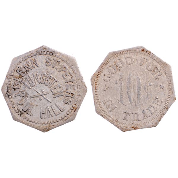 Glenn St. Peters Pool Hall, Tungsten, Nevada Trade Token