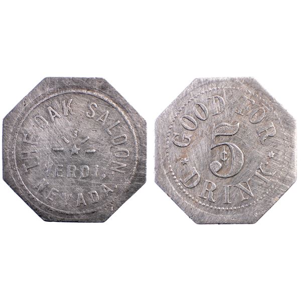 The Oak Saloon, Verdi, Nevada Trade Token