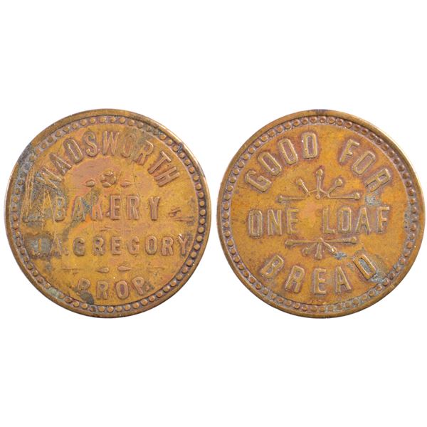Wadsworth Bakery, JA Gregory, Wadsworth, Nevada Trade Token