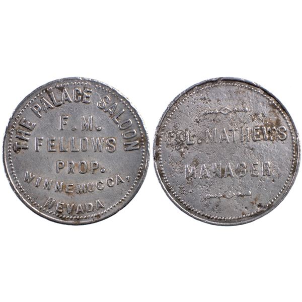 The Palace Saloon, FM Fellows, Winnemucca, Nevada Trade Token / Storecard