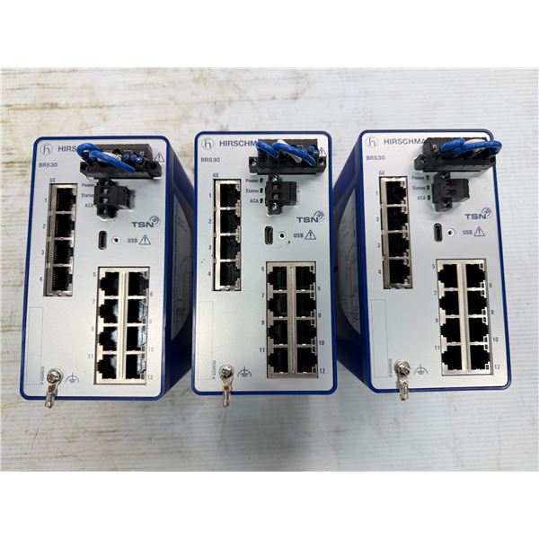 (3) Hirschmann #BRS30-12TX BOBCAT Rail Switches