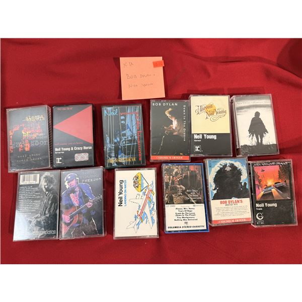 Bob Dylan & Neil Young Cassette Lot of 12 w/ Reactor, The Basement Tapes, Harvest & More