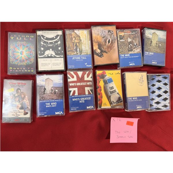 The Who & Jethro Tull Cassette Lot of 12 w/ Who's Next, Hooligans, Face Dances & More