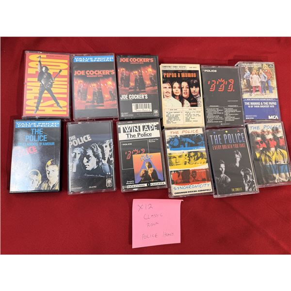 Classic Rock Cassette Lot of 12 w/ The Police, Joe Cocker, Joe Walsh & More