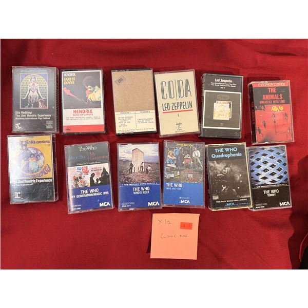 Classic Rock Cassette Lot of 12 w/ The Who, The Animals, Led Zeppelin, Jimi Hendrix & More