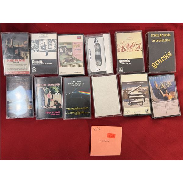 Classic Rock Cassette Lot of 12 w/ Genesis, Pink Floyd, & Supertramp