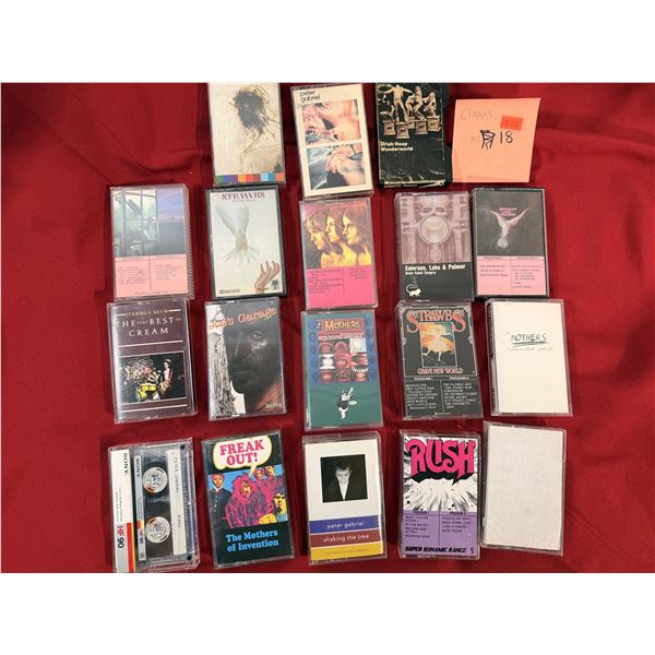 Classic Rock Cassette Lot of 18 w/ Cream, Strawbs, Frank Zappa, Emerson Lake & Palmer & More