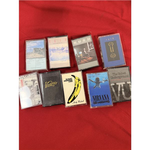 Classic Rock / Alt Cassette Lot of 9 w/ Nirvana, Rush, Pearl Jam & Velvet Underground