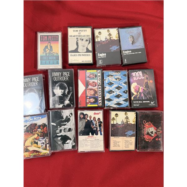 Classic Rock Cassette Lot of 14 w/ Billy Idol, Jimmy Page, Eagles, Tom Petty, Heart & More