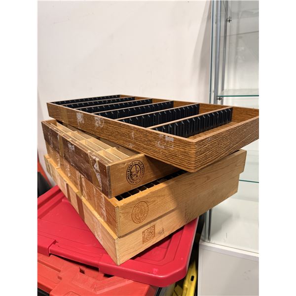 Lot of Four Wooden Crate Style Cassette Tape Storage Slots