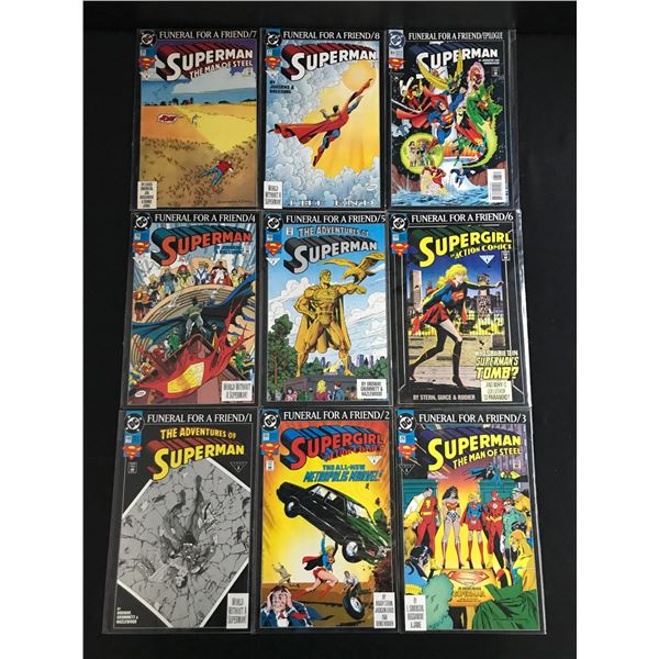 LOT OF 9 SUPERMAN FUNERAL FOR A FRIEND COMICS - DC COMICS