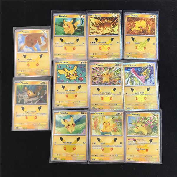 LOT OF 11 POKEMON TCG PIKACHU TRADING CARDS