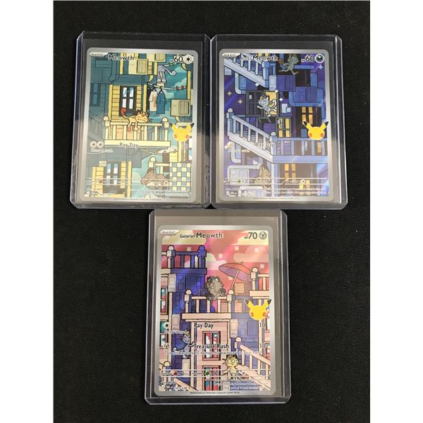 LOT OF 3 POKEMON TCG MEOWTH TRADING CARDS