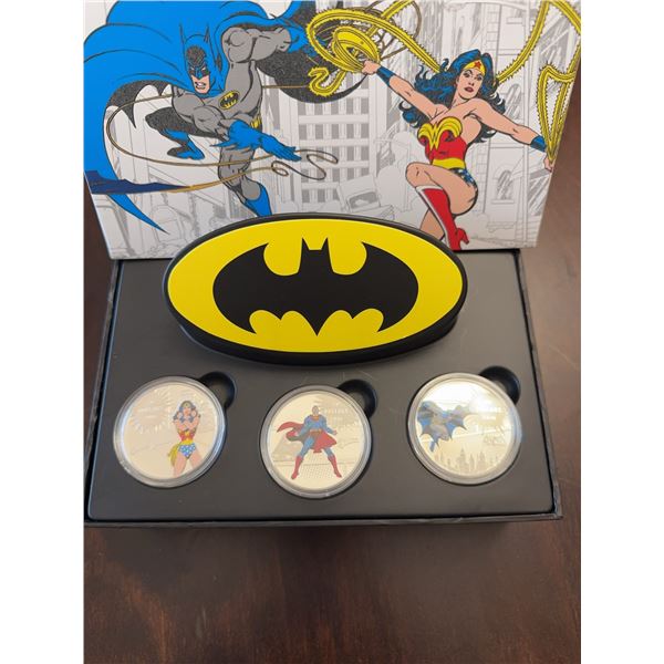 2016 Royal Canadian Mint DC Comics 3-Coin Silver Set Batman Superman Wonder Woman