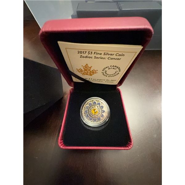 2017 $3 Fine Silver Coin Zodiac Series: Cancer Royal Canadian Mint (99.99% Pure)