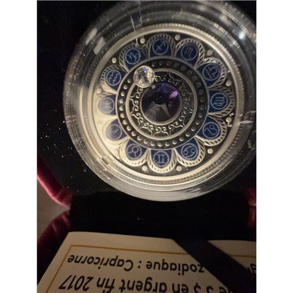 2017 Royal Canadian Mint $3 Fine Silver Coin Zodiac Series: Capricorn 27mm 7.96g