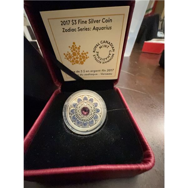 2017 $3 Fine Silver Coin Zodiac Series: Aquarius by Royal Canadian Mint