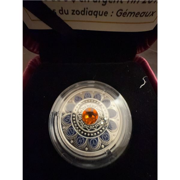 2017 $3 Fine Silver Coin Zodiac Series Gemini Royal Canadian Mint with Box
