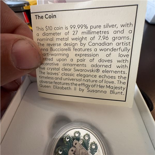 2016 Canada $10 Fine Silver Coin Celebration of Love with Swarovski Elements