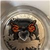 Image 3 : 2017 Canada $3 Fine Silver Coin Monarch Butterflies by Joel Kimmel with Swarovski Heart
