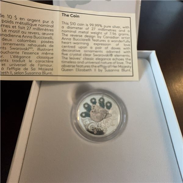 2016 $10 Fine Silver Coin Celebration Of Love Royal Canadian Mint 99.99% Silver