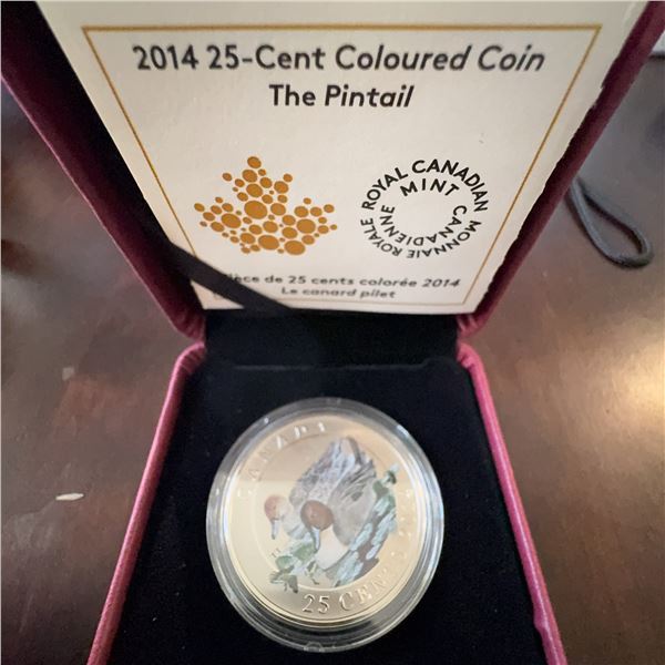 2014 Royal Canadian Mint 25-Cent Coloured Coin The Pintail 35mm Cupro Nickel
