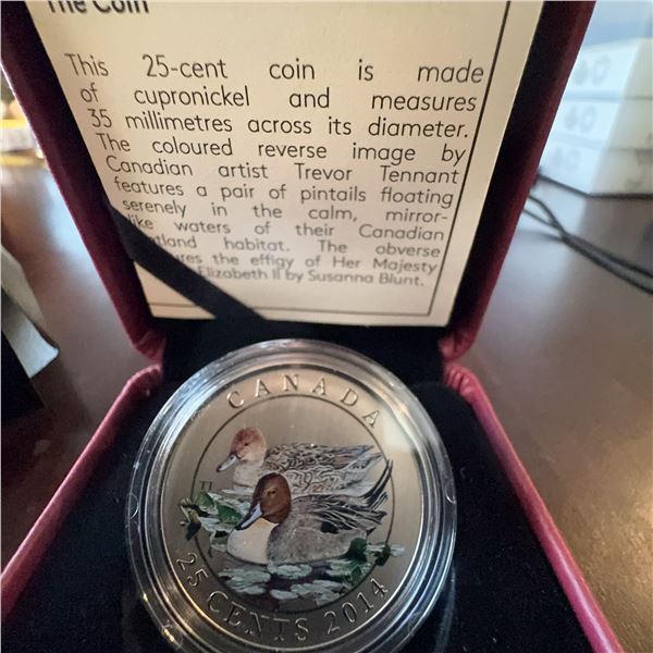 Canada 2014 25-Cent Coin with Pintails by Trevor Tennant, Cupronickel, 35mm