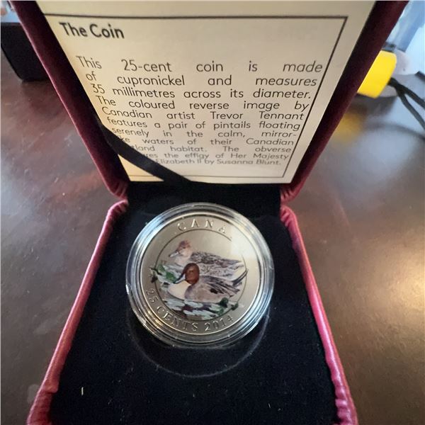 2011 Canada 25-Cent Pintail Ducks Coin by Trevor Tennant, Cupro-nickel, 35mm