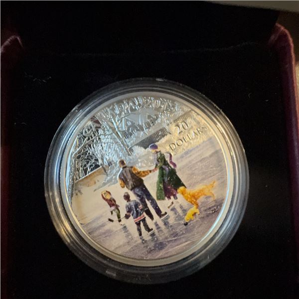 2017 $20 Pure Silver Coin Family Skating by Douglas R. Laird, 38mm, 31.39g, Canada