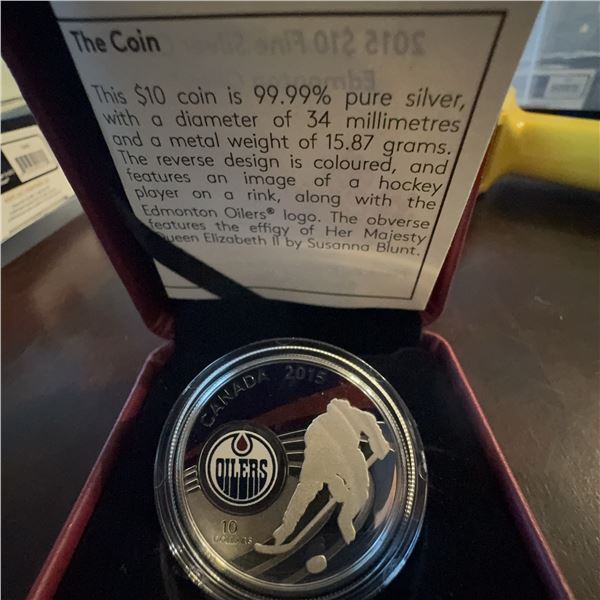 2015 Canada $10 Edmonton Oilers Pure Silver Coin with Box and COA