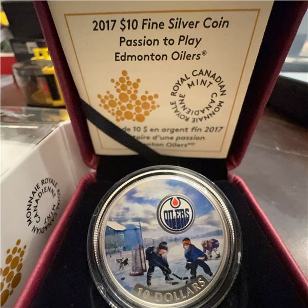 2017 $10 Fine Silver Coin Passion to Play Edmonton Oilers Royal Canadian Mint
