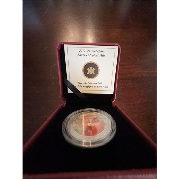 2012 Canada 50-Cent Coloured Coin Santa’s Magical Visit With Case and COA