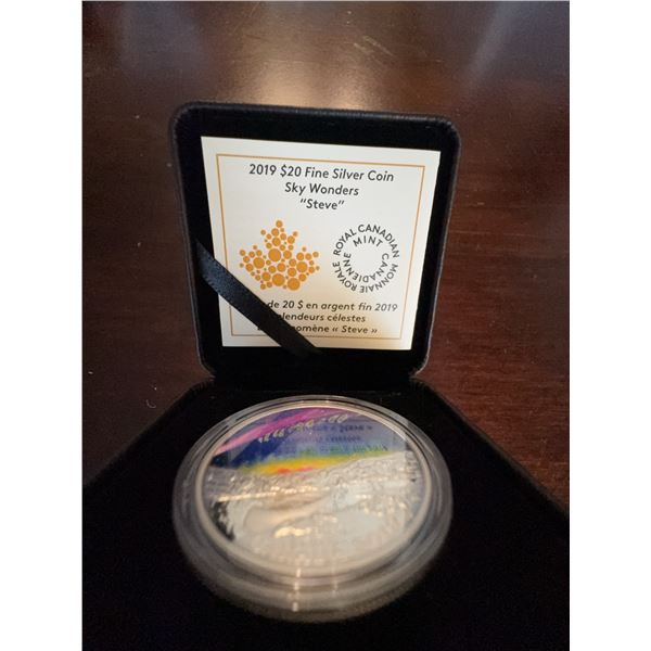 2019 $20 Fine Silver Coin Sky Wonders “Steve” 99.99% Pure Silver, 31.39g, 38mm
