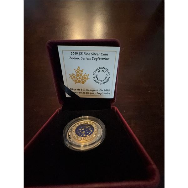 2019 $5 Fine Silver Coin Zodiac Series Sagittarius Royal Canadian Mint
