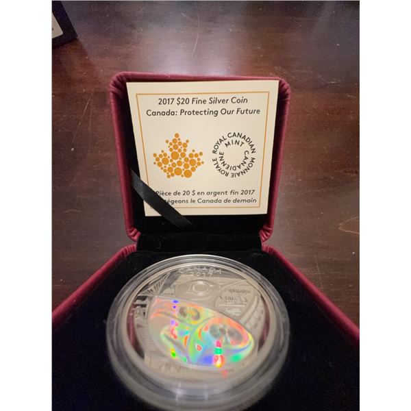 2017 Royal Canadian Mint $20 Fine Silver Hologram Coin Protecting Our Future