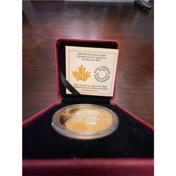 2018 $20 Fine Silver Coin Gold-Plated Iconic Inuksuk Canada Royal Canadian Mint