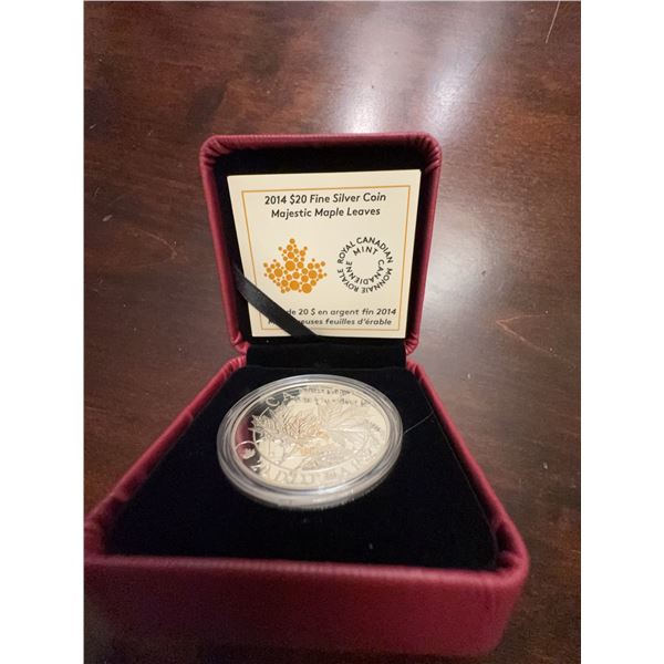 2014 $20 Fine Silver Coin Majestic Maple Leaves Royal Canadian Mint