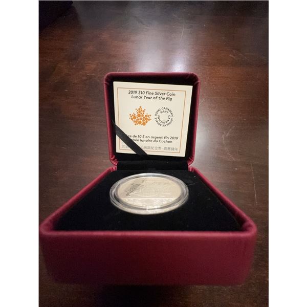 2019 $10 Fine Silver Coin Lunar Year of the Pig 99.99% Pure Silver Canada