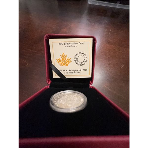 2017 Royal Canadian Mint $8 Fine Silver Coin Lion Dance 99.99% Pure Silver