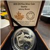 Image 1 : 2015 $10 Fine Silver Coin Goalie Johnny Bower Royal Canadian Mint
