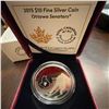 Image 3 : 2015 Royal Canadian Mint $10 Fine Silver Coin Ottawa Senators 99.99% Pure 34mm 15.87g